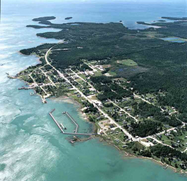 Aerial View of DeTour, Michigan